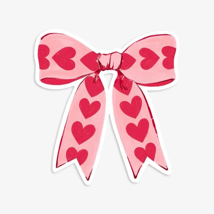 Sticker Ruban Rose & Coeurs