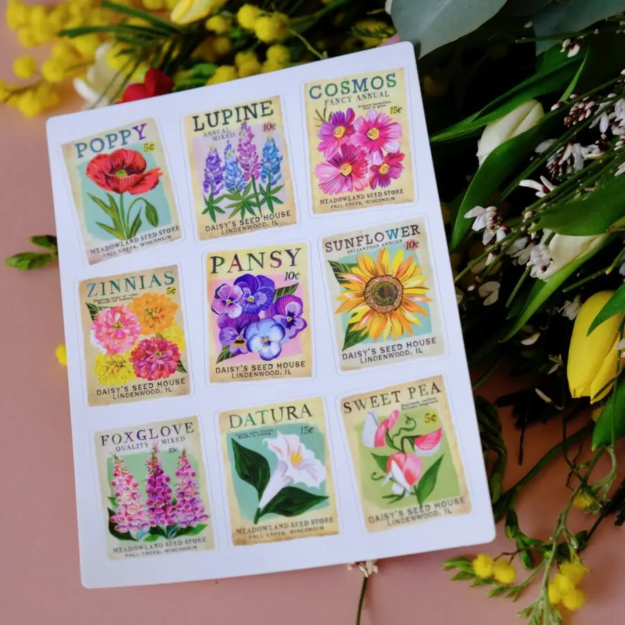 Planche de Stickers Sachets de Graines
