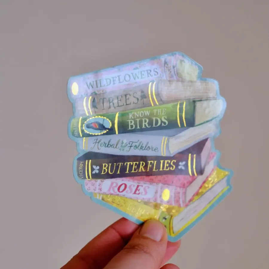 Sticker Pile de Livres Fleuris – Image 2
