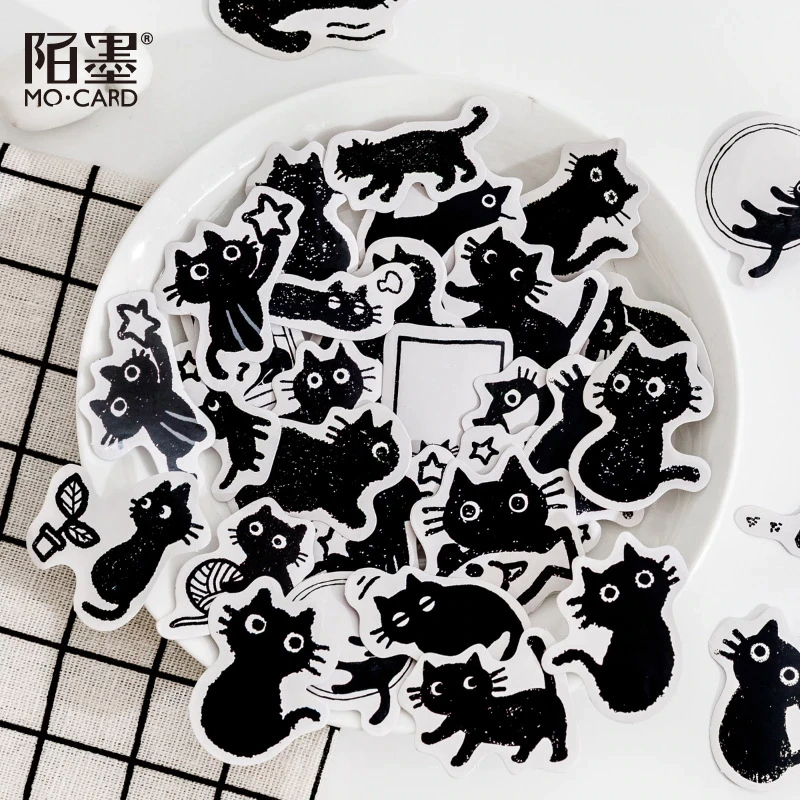 Lot 4 stickers chats noirs avec étoiles - Fram Existence