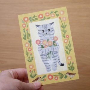 Carte Chat Bouquet