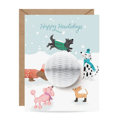 Carte pop-up Chiens Boule de Neige