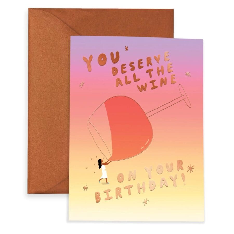 carte anniversaire verre de vin