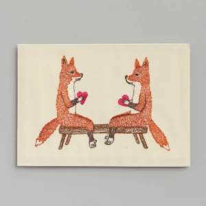 Carte Brodée Smitten Foxes