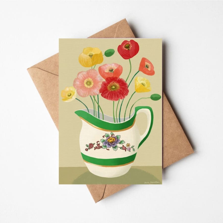Carte Voeux Bouquet de Coquelicots