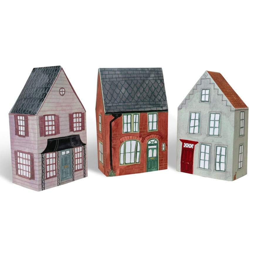 3 maisons de couleurs différentes à construire