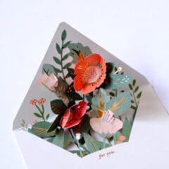 Mini Carte Pop Up - Enveloppe florale