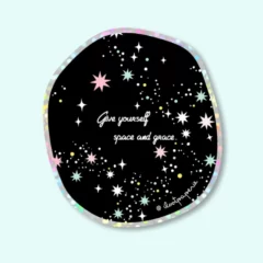 Glitter Space and Grace Sticker