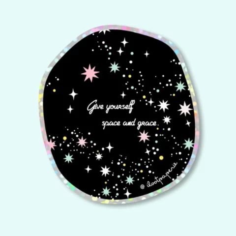 Glitter Space and Grace Sticker