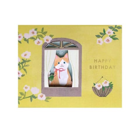 Carte pop-up Anniversaire Fenêtre Chat