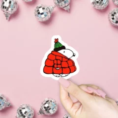 Sticker Snoopy Doudoune Fluffy Rouge
