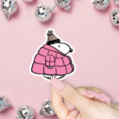 Sticker Snoopy Doudoune Fluffy Rose