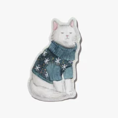 Sticker Holographique Chat au Pull d'Hiver