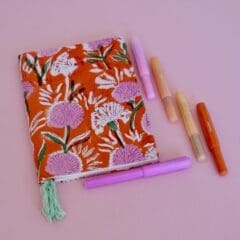 Cahier en Tissu Block Print Atelier Plume x Julie Flamingo