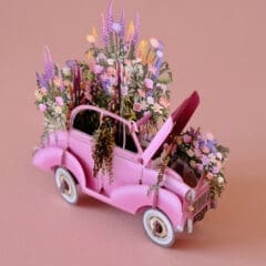 Carte Pop Up 2CV Rose Fleurie