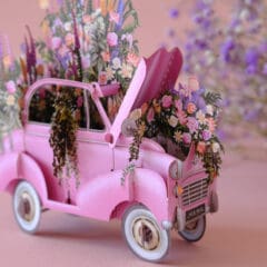 Carte Pop Up 2CV Rose Fleurie