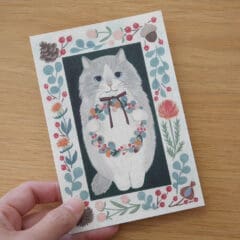 Carte Chat Persan & Couronne de Baies