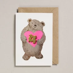 Carte Brodée Bear Hug