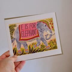 Carte de voeux Alphabet E for Elephant