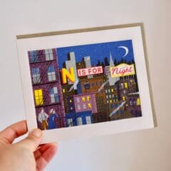 Carte de voeux Alphabet N for Night