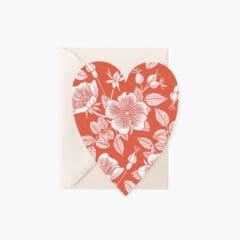 Carte Coeur Fleuri Rouge