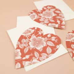 Carte Coeur Fleuri Rouge