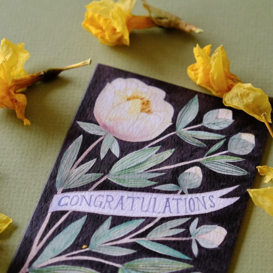Carte de Vœux Félicitations Pivoine Blanche – Image 3