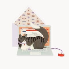 Mini Carte Pop Up - Laptop Cat