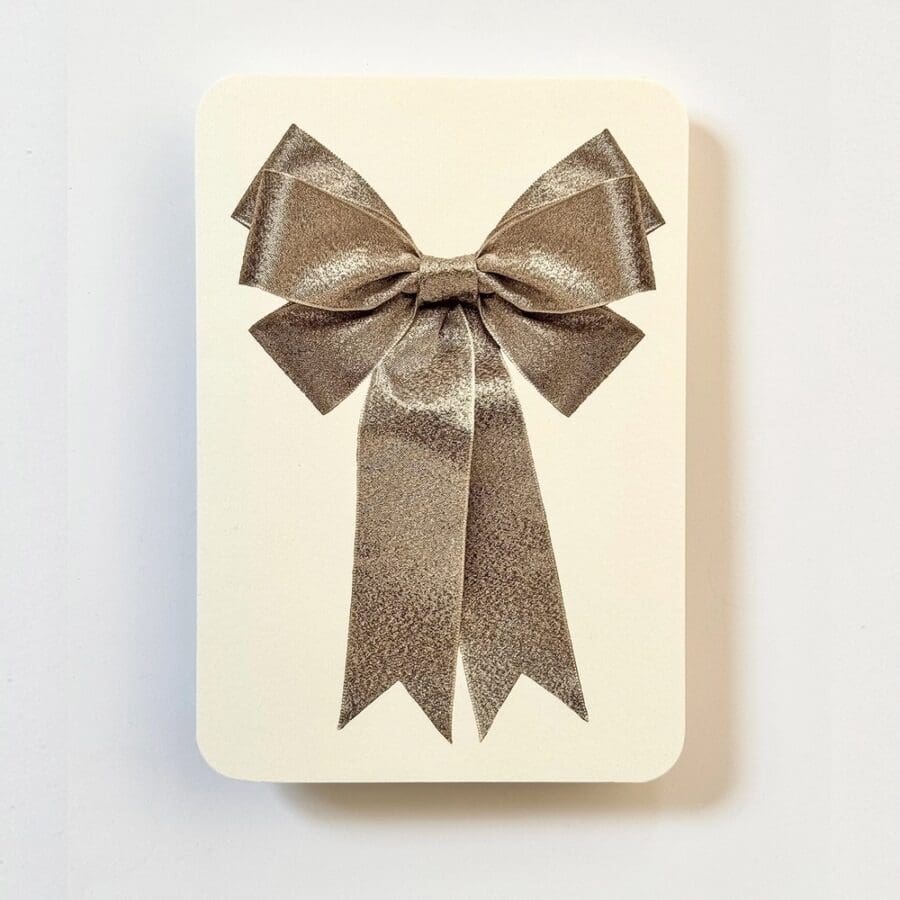 Carte de Voeux Ruban Satin Argent
