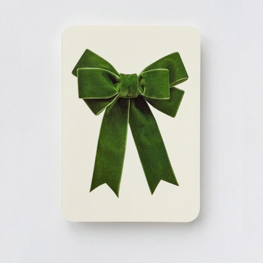 Carte de Voeux Ruban Velours Vert