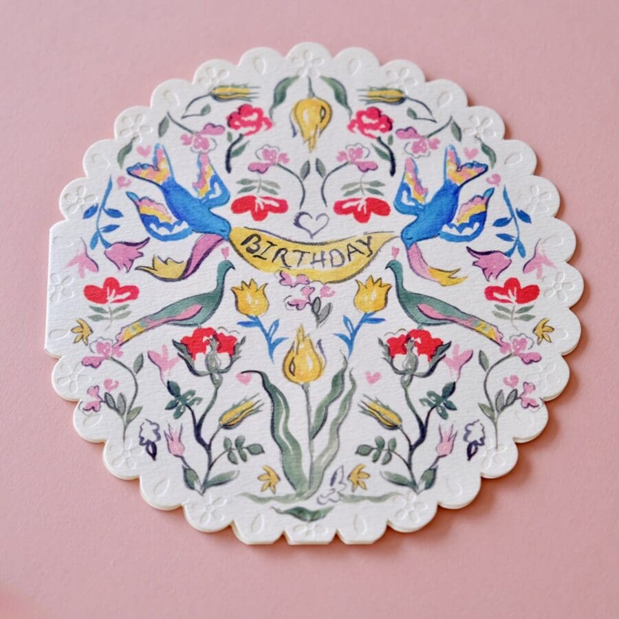 Carte Ronde Ciselée Hirondelles Anniversaire – Image 2