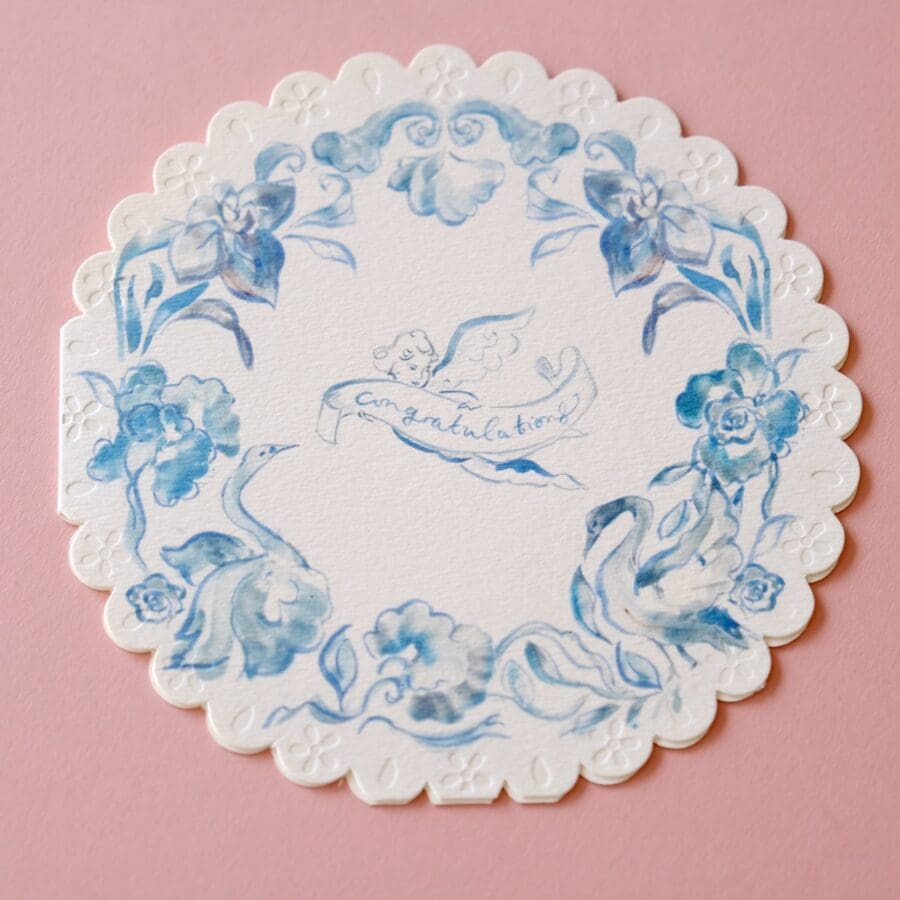 Carte Ronde Ciselée Chérubin Félicitations – Image 2