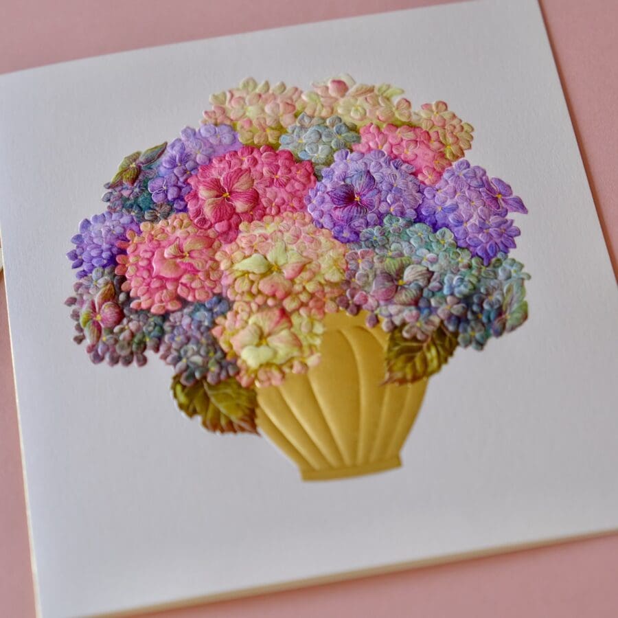 Carte Voeux Relief Bouquet d'Hortensias – Image 2