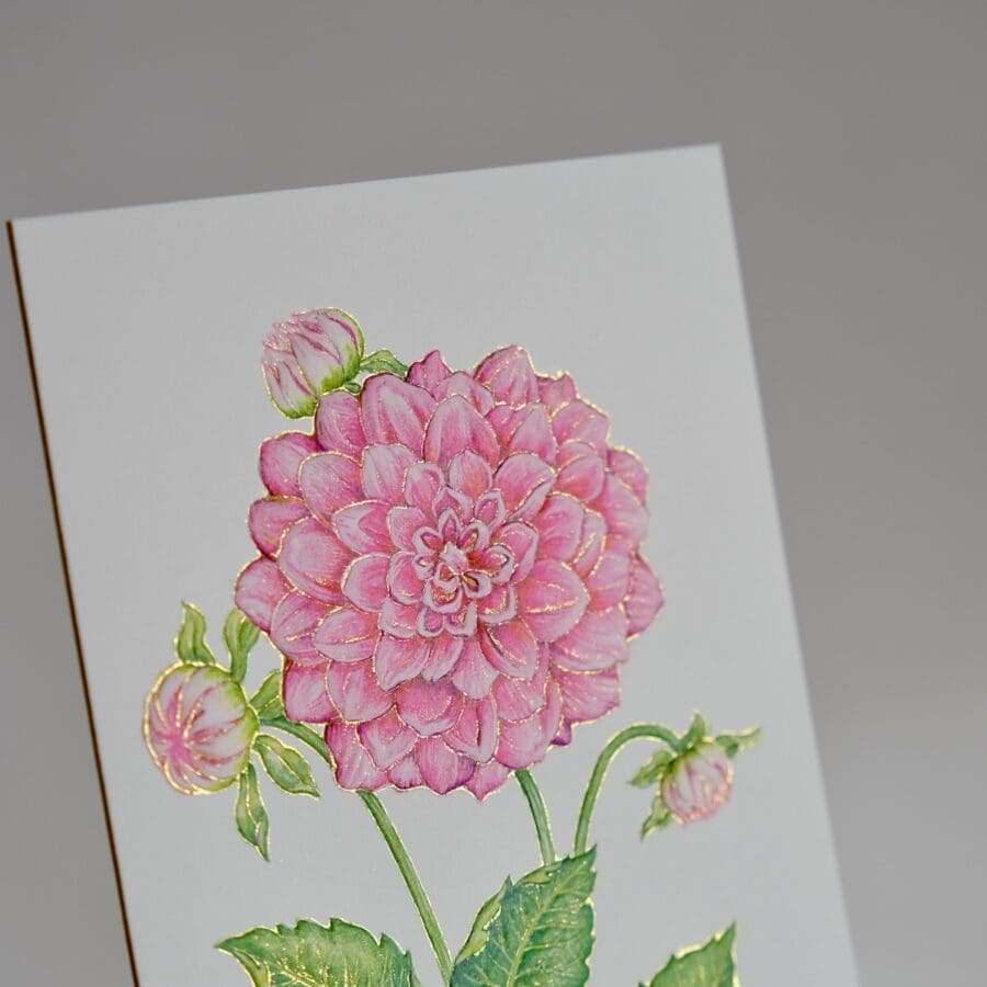 Carte Voeux Relief Dahlia Rose – Image 3