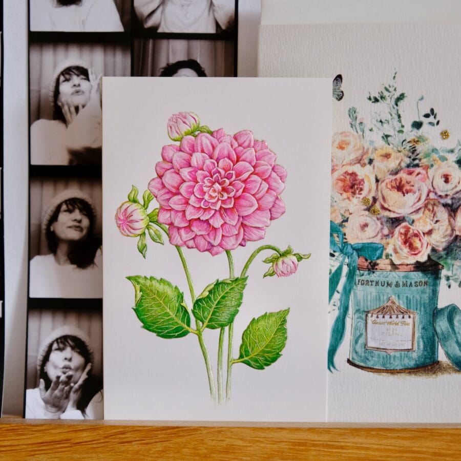 Carte Voeux Relief Dahlia Rose – Image 5
