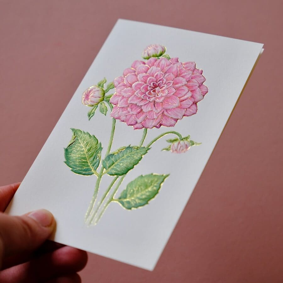 Carte Voeux Relief Dahlia Rose – Image 4