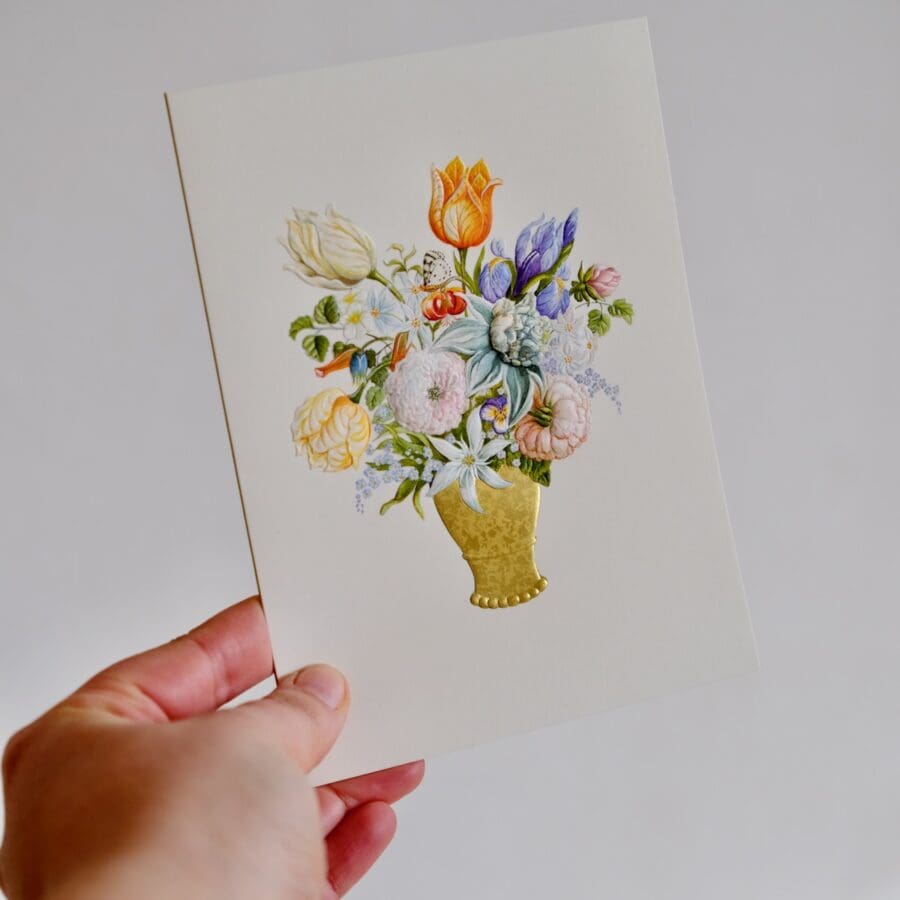 Carte Voeux Relief Fleurs dans un Vase