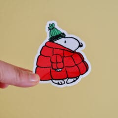 Sticker Snoopy Doudoune Fluffy Rouge