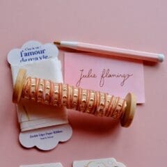 Ruban Velours Rose & Lurex Coeurs Or