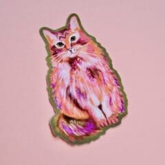 Sticker Chat Rose Pailleté