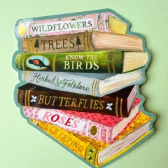 Sticker Pile de Livres Fleuris