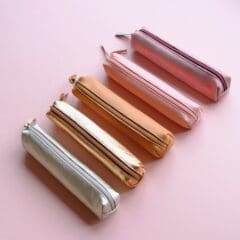 Trousse en Cuir Rose Cuivré