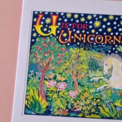 Carte de voeux Alphabet U is for Unicorn