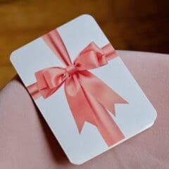 Carte de Voeux Ruban Satin Pêche