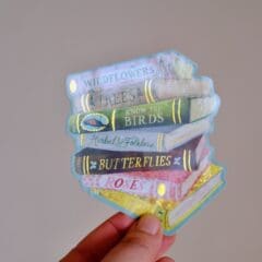 Sticker Pile de Livres Fleuris