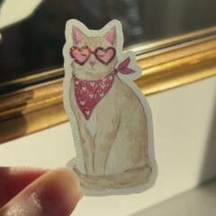Sticker Holographique Chat Amour Groovy
