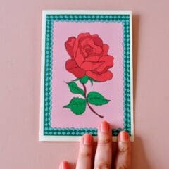 Carte Scintillante Rose Frame