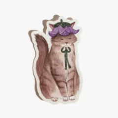 Sticker Pailleté Chat Lilas