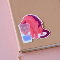Sticker Chat dans son Verre