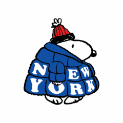 Sticker Snoopy Doudoune Fluffy Bleue NY
